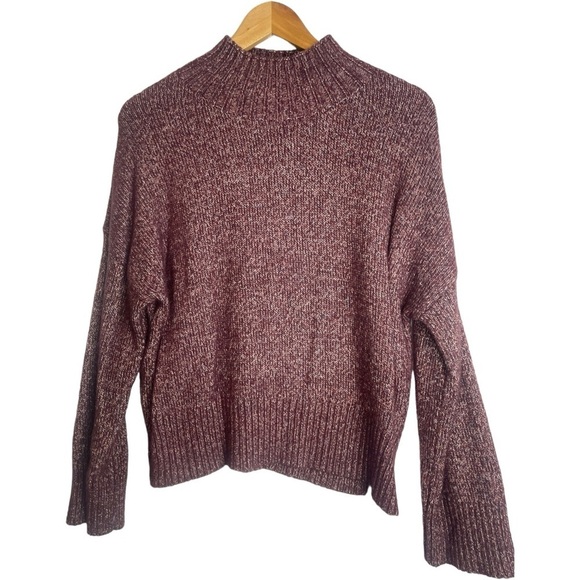 1. State Burgundy Mock Neck Sweater - Picture 1 of 4